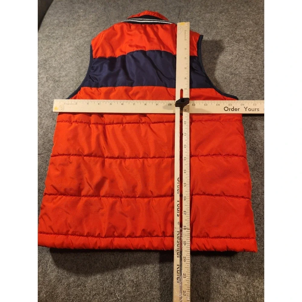 OshKosh B'gosh Vest Kids Size 8 Orange Puffer Insulated Colorblock Stripe Collar